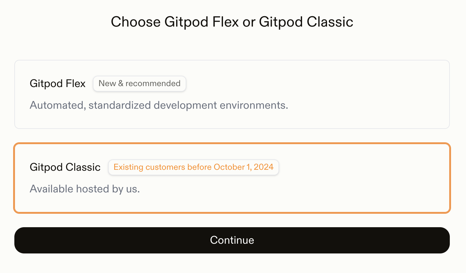Select 'Gitpod Classic'